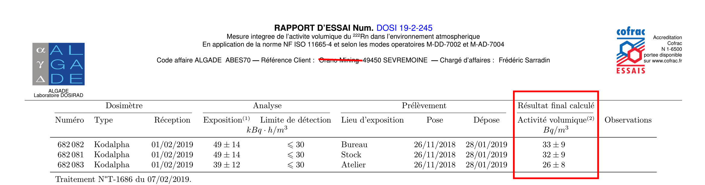 resultats mesures radon après travaux